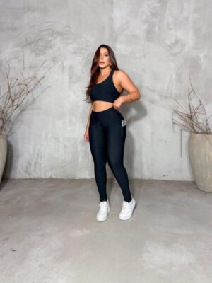 Conjunto Legging Bolso Lateral Preto