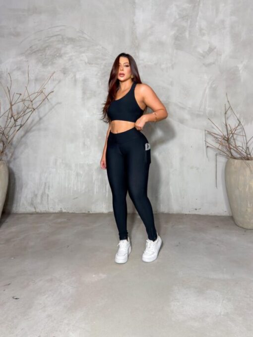 Conjunto Legging Bolso Lateral Preto