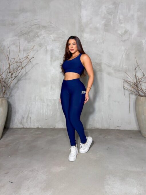 Conjunto Legging Bolso Lateral Azul