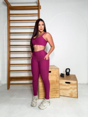 Conjunto Legging Bolso Lateral Lilás
