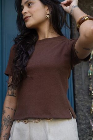 T-shirt em Ribana Canelada