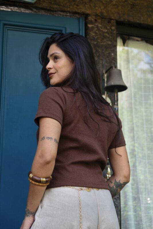 T-shirt em Ribana Canelada 3 T-shirt em Ribana Canelada - Imagem 3