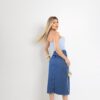 Saia Jeans Midi Fenda Frontal Elegante