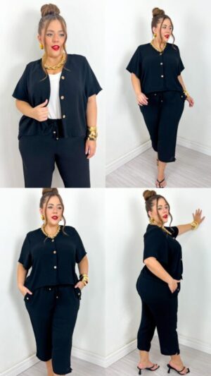 Conjunto Cropped e Calça Capri