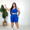 Conjunto Bermuda Bolso Lateral Azul Caneta + Top alça Larga Pluss 2 Conjunto Bermuda Bolso Lateral Azul Caneta + Top alça Larga Pluss