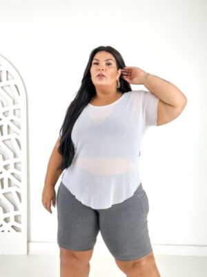 Camisa de Tule Plus Size - Branca