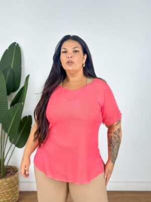 Camisa de Tule Plus Size - Rosa