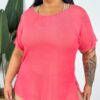 Camisa de Tule Plus Size - Rosa