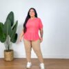 Camisa de Tule Plus Size - Rosa