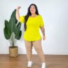 Camisa de Tule Plus Size - Amarelo Neon