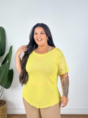 Camisa de Tule Plus Size - Amarela