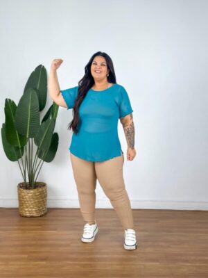 Camisa de Tule Plus Size - Azul Claro