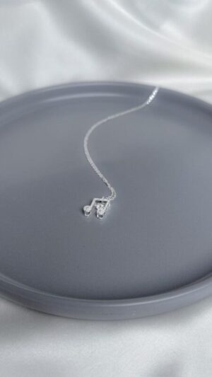 Colar Nota Musical Prata 925 com Zircônias