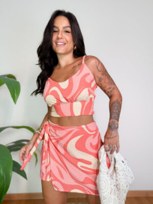 Conjunto Short Saia e Cropped