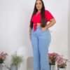 Calça Jeans Reta Clara Plus Size Cintura Alta 7 Calça Jeans Reta Clara Plus Size Cintura Alta