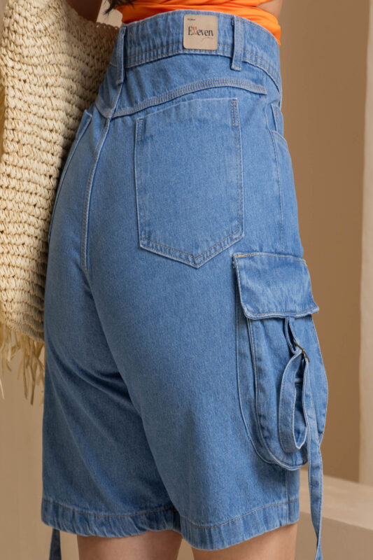 Bermuda Jeans Cargo Bufante Plus Size 5 Bermuda Jeans Cargo Bufante Plus Size - Imagem 5
