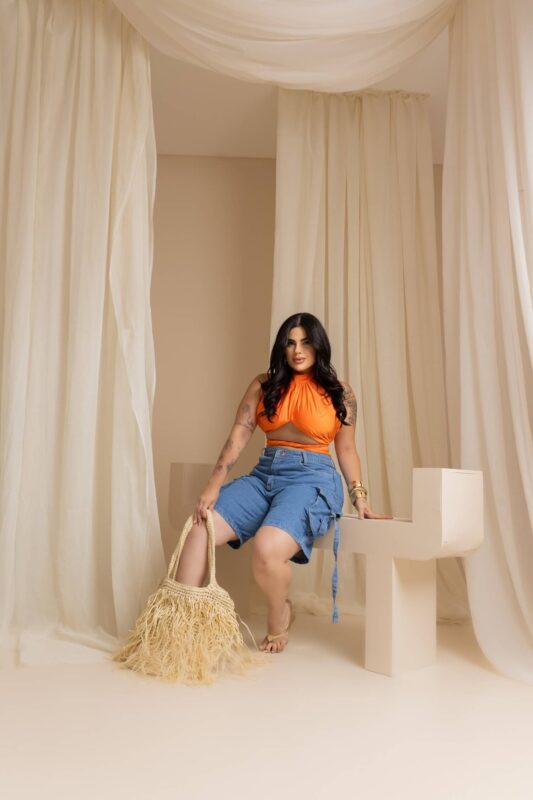 Bermuda Jeans Cargo Bufante Plus Size 6 Bermuda Jeans Cargo Bufante Plus Size - Imagem 6