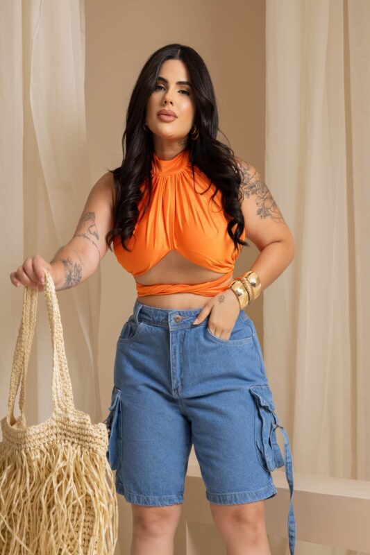 Bermuda Jeans Cargo Bufante Plus Size 1 Bermuda Jeans Cargo Bufante Plus Size