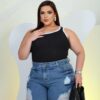 Bermuda Jeans Hiper Destroyed Plus Size