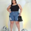 Bermuda Jeans Hiper Destroyed Plus Size 7 Bermuda Jeans Hiper Destroyed Plus Size