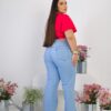Calça Jeans Reta Clara Plus Size Cintura Alta 6 Calça Jeans Reta Clara Plus Size Cintura Alta