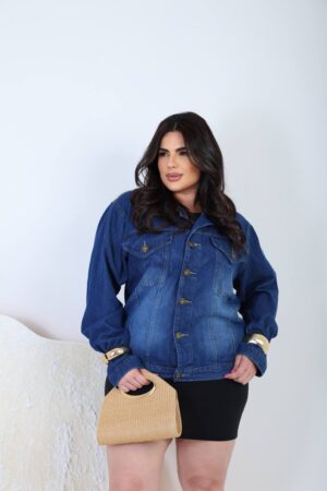 Jaqueta Jeans Plus Size Elegante