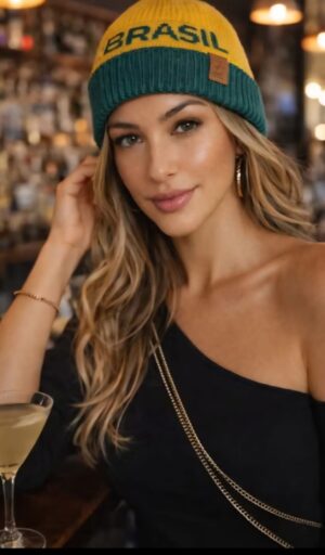 Gorro de Tricô Brasil Verde e Amarelo – Estilo Inverno Unissex