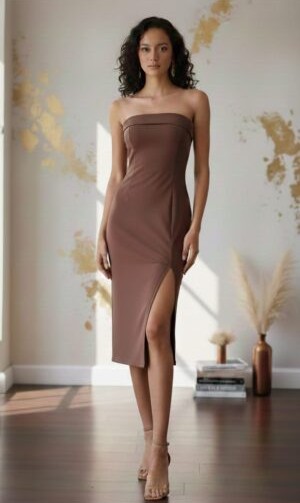 Vestido Tomara que Caia em Montaria com Fenda Lateral