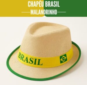 Chapéu brasil malandrinho palha com faixa brasil verde e amarela