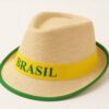 Chapéu brasil malandrinho palha com faixa brasil verde e amarela