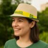 Chapéu brasil malandrinho palha com faixa brasil verde e amarela