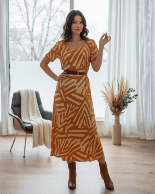 Vestido Midi em Viscose - Modelagem Solta e Elegante